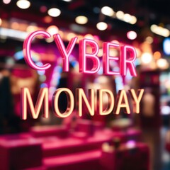 Cyber Monday, banner in Neon letters