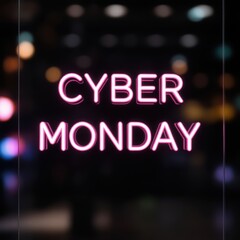 Cyber Monday, banner in Neon letters