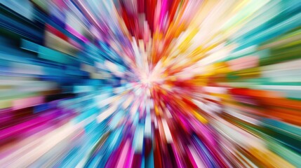 Fototapeta premium An extreme close-up of a burst of colorful, abstract digital pixels dispersing outward, Representing the expansive and dynamic impact of integrating diverse ideas