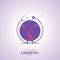 Obraz premium World Cancer Day. Cancer day creative design for social media post