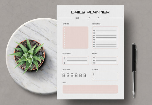 Modern and Minimal Personal Daily Planner Layout