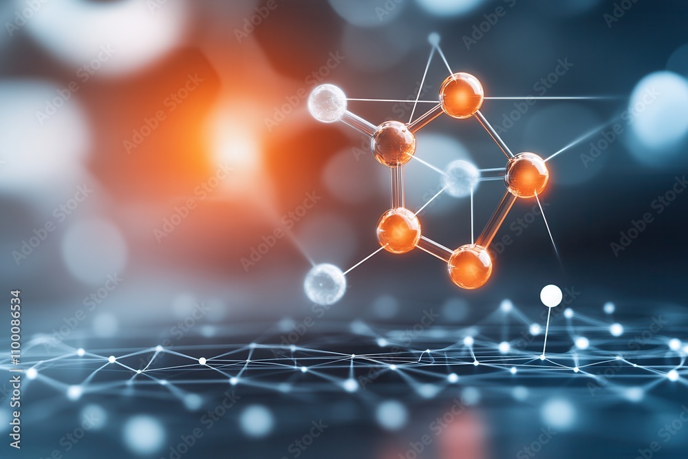 Aufkleber a digital representation of interconnected molecules with glowing nodes, symbolizing advanced techno