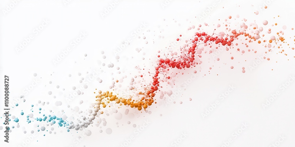 Poster a vibrant, abstract representation of a rising trend, featuring colorful dots that create a dynamic,