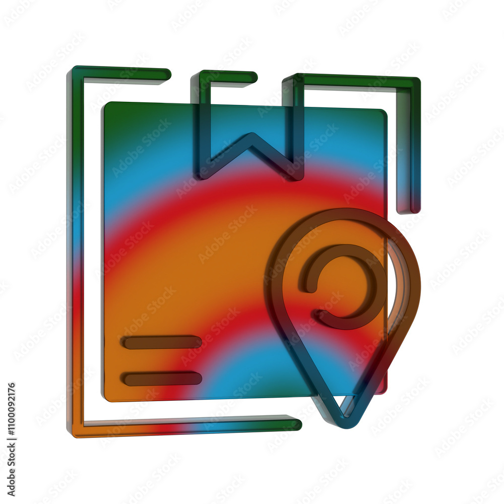 Poster 3d gradient retro icon - delivery box tracking symbol online shopping