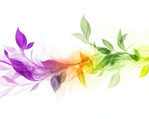Obraz premium Colorful leaves in a flowing design, white isolate background.