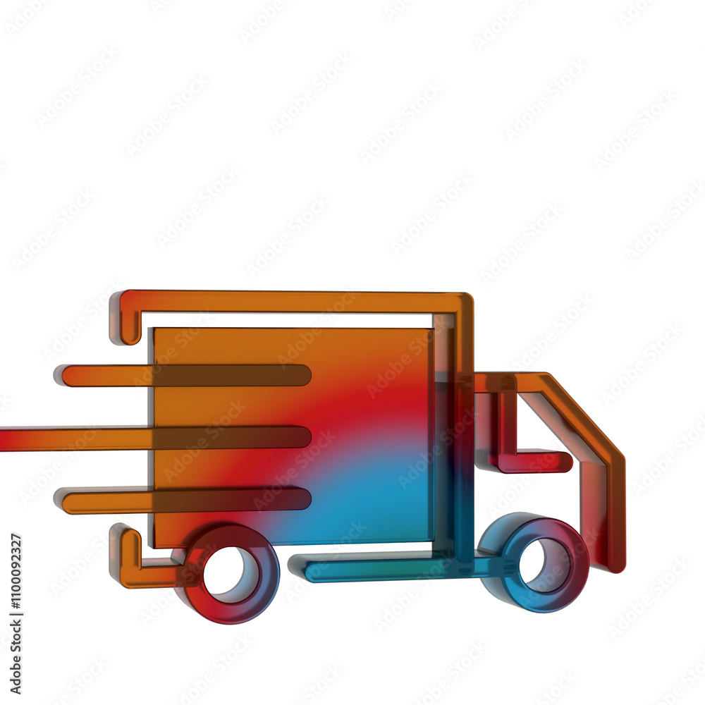 Poster 3d gradient retro icon - delivery timer symbol online shopping