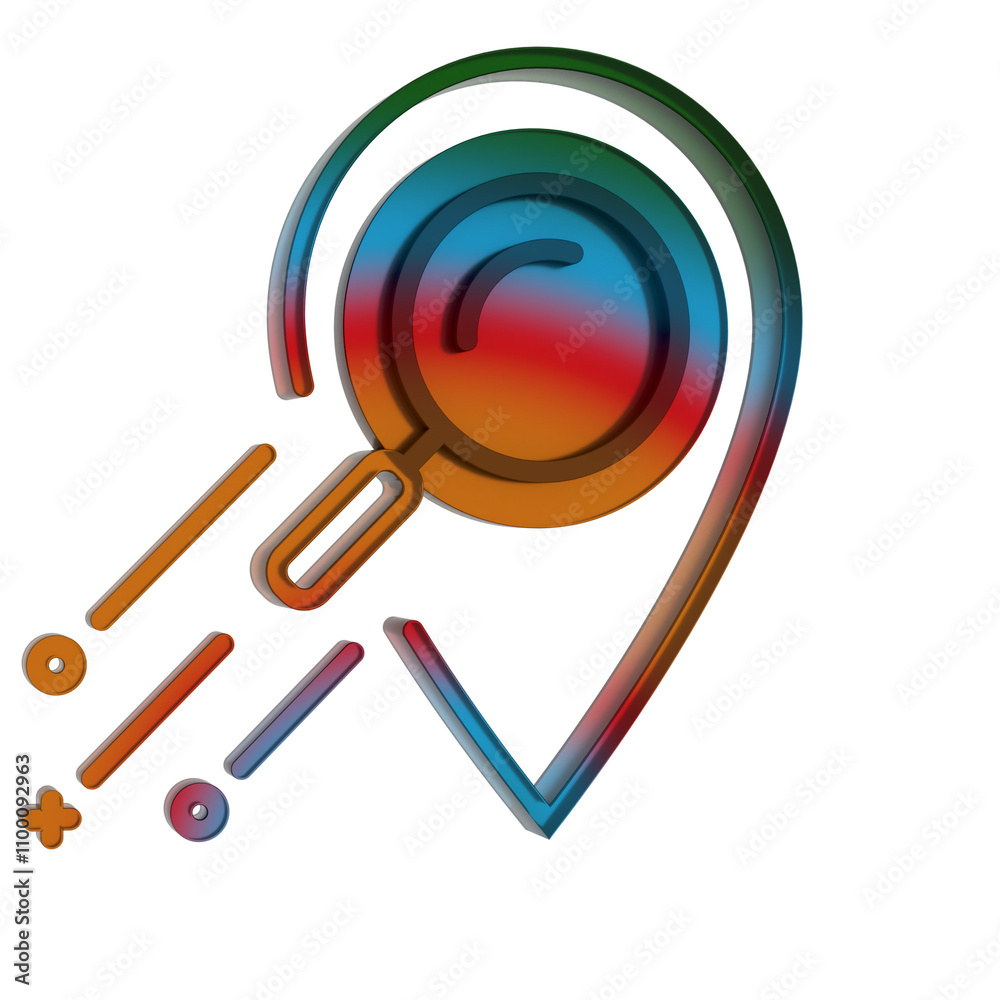 Poster 3d gradient retro icon - location symbol