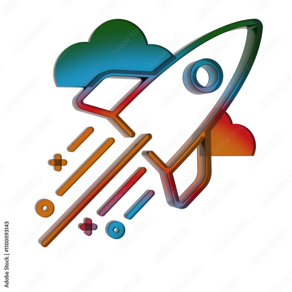 Poster 3D Gradient Retro Icon - Puzzle symbol