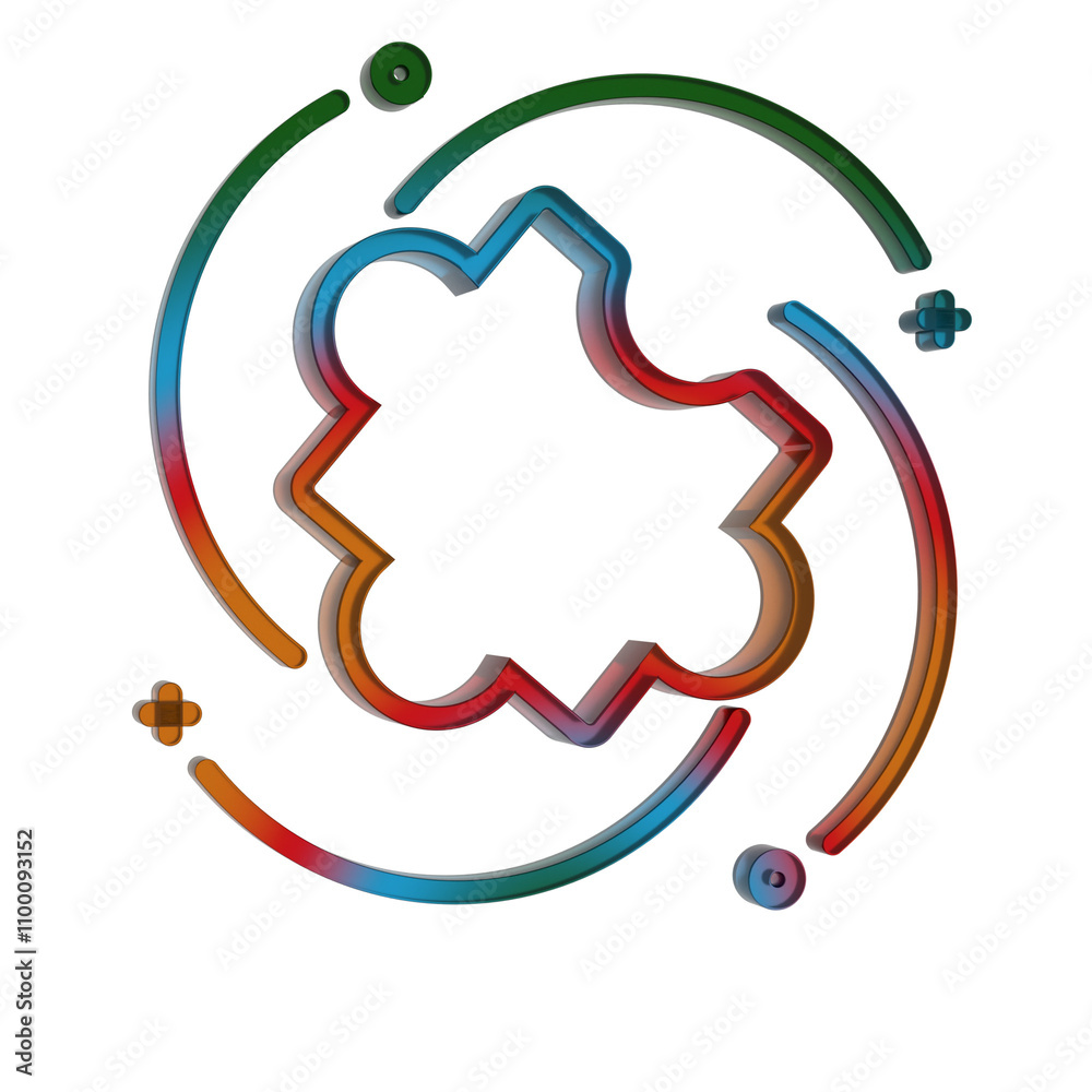 Poster 3d gradient retro icon - puzzle symbol