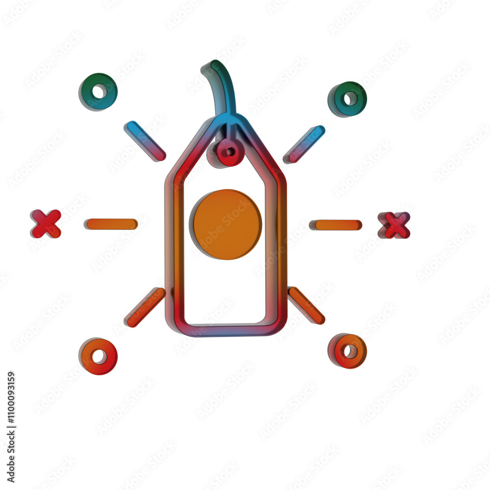 Poster 3d gradient retro icon - price tag symbol