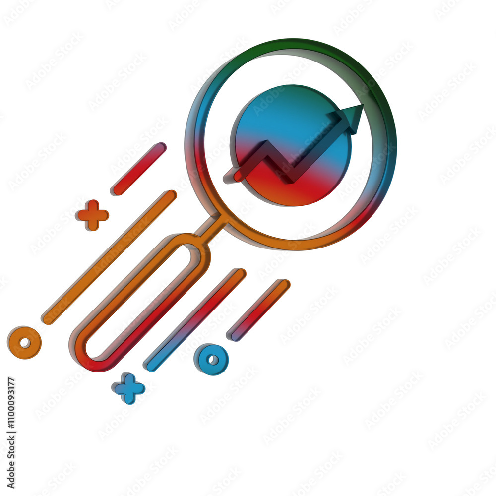 Poster 3d gradient retro icon - search symbol