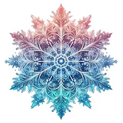 Intricate snowflake design with vibrant colors.