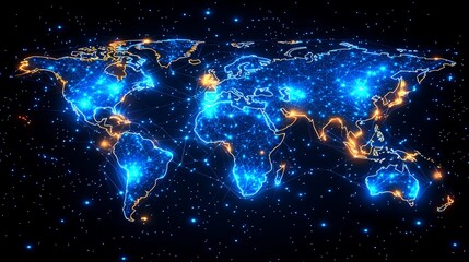 Fototapeta premium Glowing World Map with Trade Connections