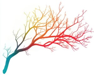 Obraz premium Colorful abstract tree branch design on white isolated background.