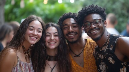 Fototapeta premium Happy Diverse Friends Smiling Together Outdoors