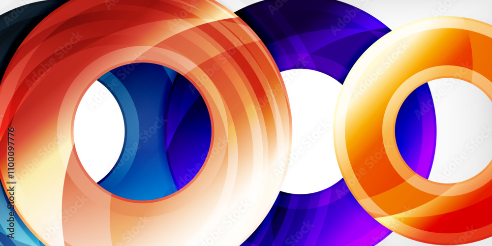 Aufkleber bright colorful circles with light effects. abstract background