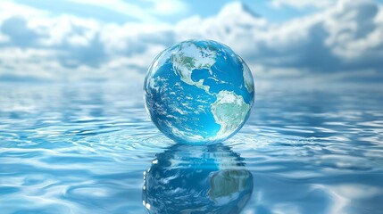 Global water reflections earth in ocean nature scene serenity aerial view environmental awareness