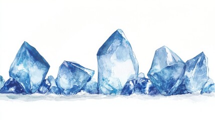 Obraz premium Blue crystals on a white isolated background.