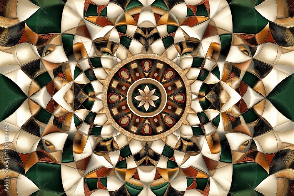 Poster a kaleidoscope of concentric geometric patterns in earth tones