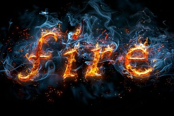 Fototapeta premium The word fire is written in flames