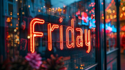 Neon sign that says Friday