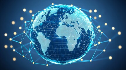 Naklejka premium Interconnected Network Concept with Global Visualization