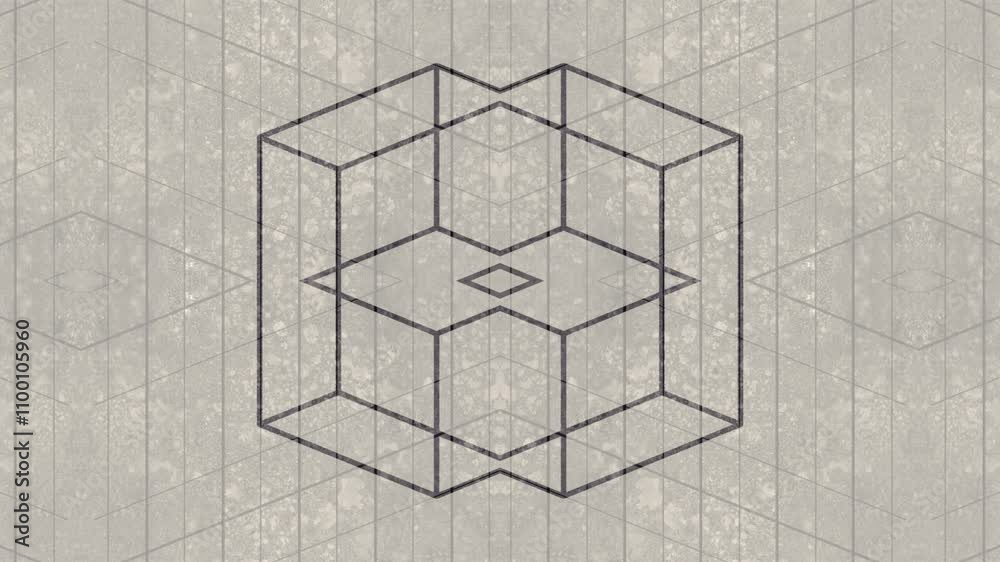 Aufkleber Flat loop animation. Symmetrical pattern of geometric shapes. 3d rendering 4K
