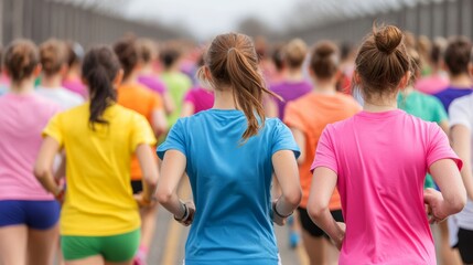 Colorful Participants in Fun Run Fundraiser Event