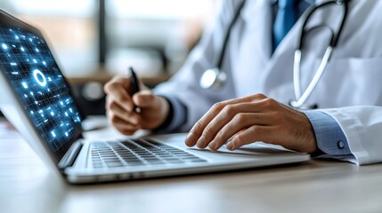 Doctor Using AI for Decision Support in Healthcare