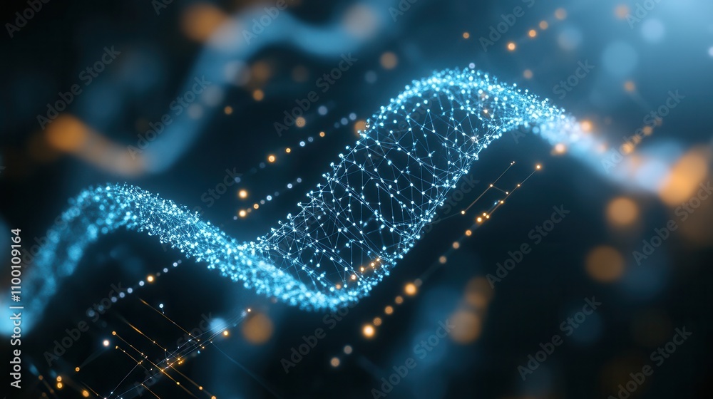 Poster A vibrant digital wave of glowing particles, representing technology and data flow, set against a dark background.