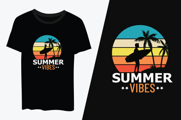 summer beach t-shirt, Summer vibes t-shirt, summer surfing t-shirt design vector template