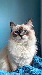 Plakat Ragdoll cat portrait indoor photography cozy home close-up