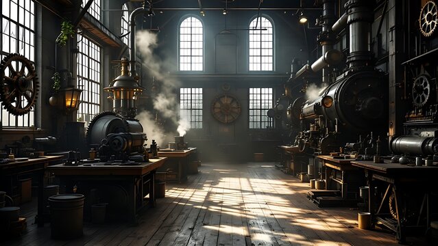 Old vintage sepia photo of 19th century Industrial revolution - Powered by Adobe