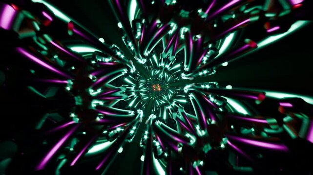A captivating VJ loop of colorful lights pulses with infectious energy