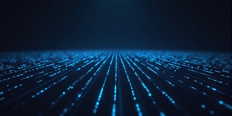 A vibrant digital cyberspace background, filled with glowing grids and data streams, evokes a futuristic world