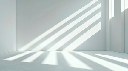 Obraz premium Minimalist geometric white light backdrop, abstract design featuring clean lines and ample negative space, perfect for modern presentations or creative projects.
