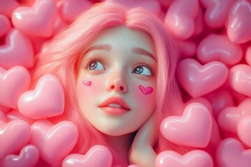 Fototapeta premium pink hearts background