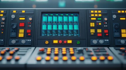 Control Panel with Bright Lights and Data Display