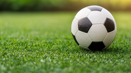 Soccer Ball on Fresh Green Grass for Charity Event