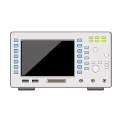 amplitude oscillograph cartoon. current electronics, display probe, bandwidth calibration amplitude oscillograph sign. isolated symbol vector illustration