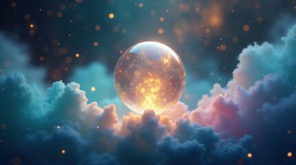 Fototapeta premium Glowing Crystal Sphere Abstract Background