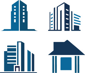 Obraz premium office building vector bundle or set silhouette, corporate office, architecture, building logo