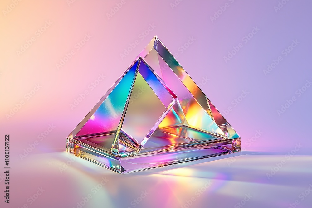 Aufkleber Modern triangular prisms with metallic and mirrored surfaces reflecting soft light