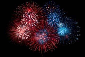 Colorful fireworks on black background