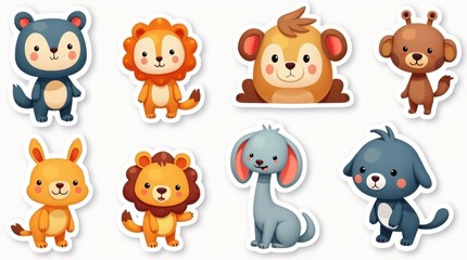 Obraz premium Adorable Animal Stickers with Vibrant Colors