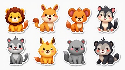 Fototapeta premium Adorable Animal Stickers with Vibrant Colors