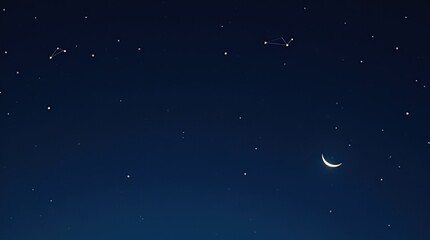 Fototapeta premium Starry Night Sky with Constellations and Crescent Moon