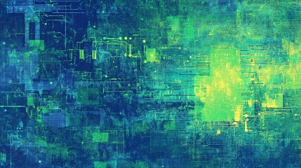 Obraz premium Abstract Green and Blue Digital Background with Textures and Patterns