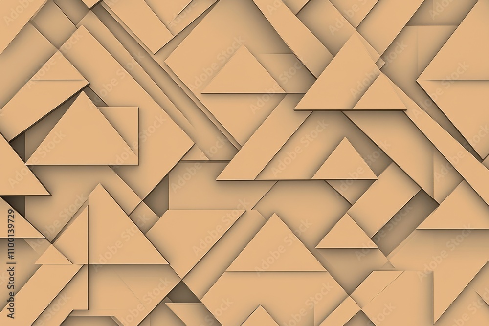 Poster A textured pattern featuring layered triangles in various sizes and shades of brown, creating a dynamic geometric design.