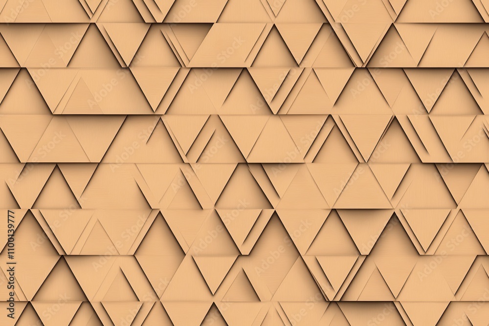 Poster A textured pattern of overlapping triangles in warm beige tones creates a visually intriguing and modern backdrop.
